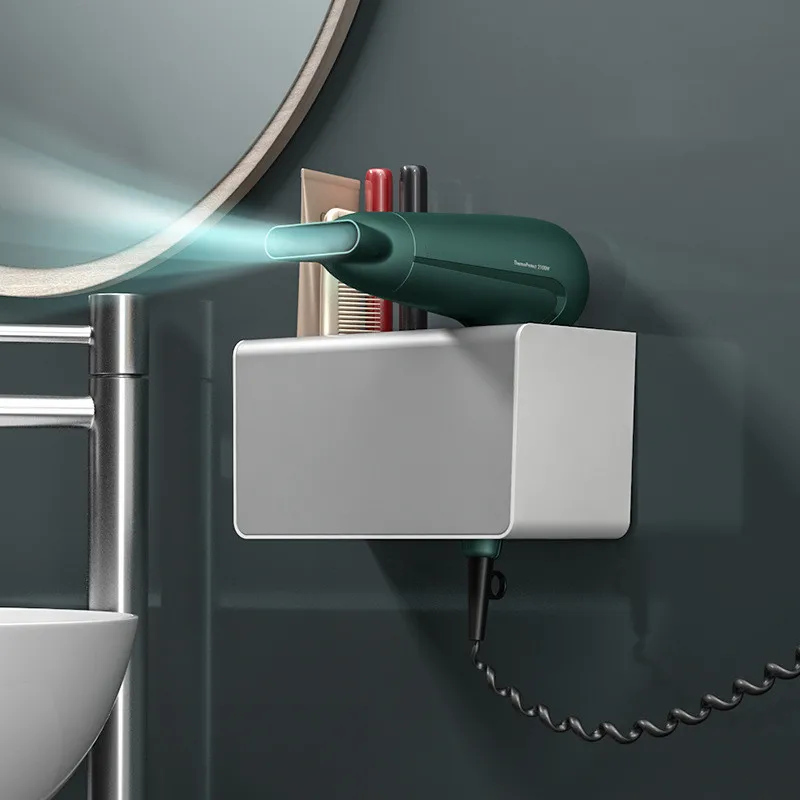 bathroom finishing brush hair dryer rack wall mounted shelf makeup storage nailless toothbrush holder shower organizer free global shipping