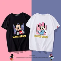 short sleeve disney co branded mickey lovers white short sleeve t shirt men and womens fashion loose different lovers t shirt