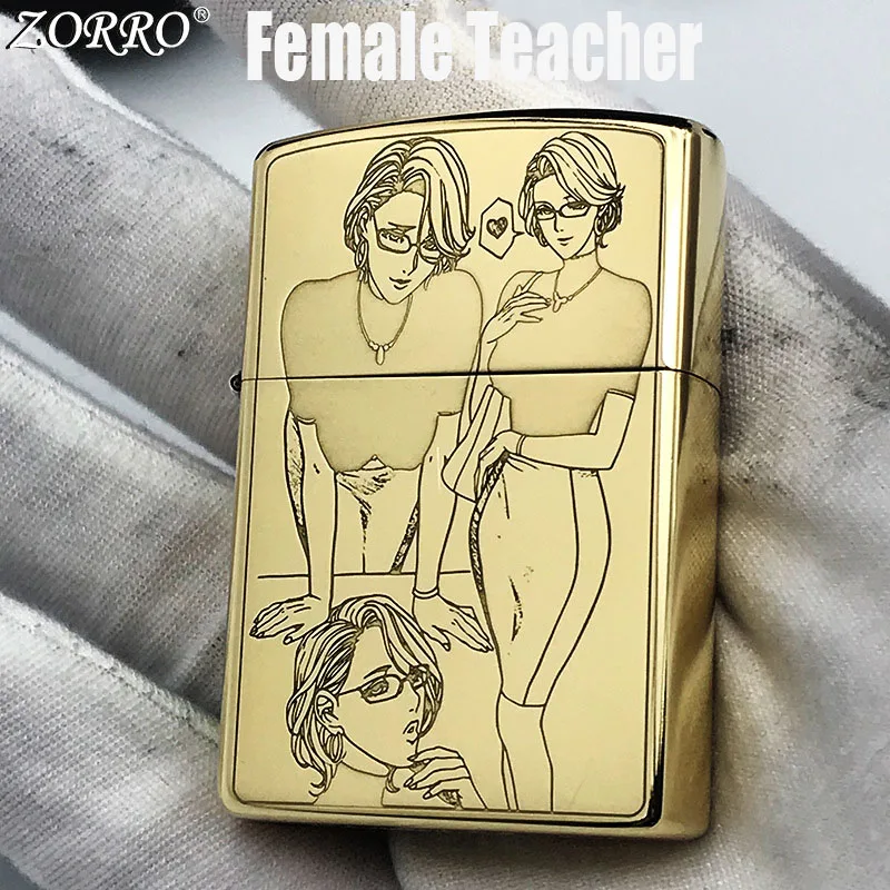 

Zorro Female Teacher Kerosene Windproof Lighter Personalized Creative Carving Oxidation Control Boutique Gift
