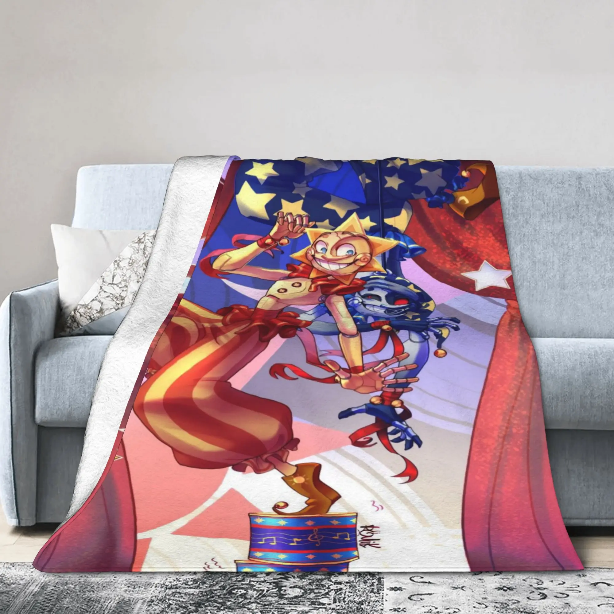 Фото Комфортное одеяло Sundrop And Moondrop fnaf Merch, декоративное одеяло для кровати, ультра-мягкая фланель для дивана №2