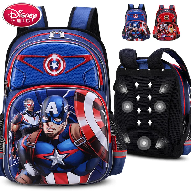 100% original Disney Captain America schoolbag, large capacity waterproof and breathable Disney Iron Man children's backpack