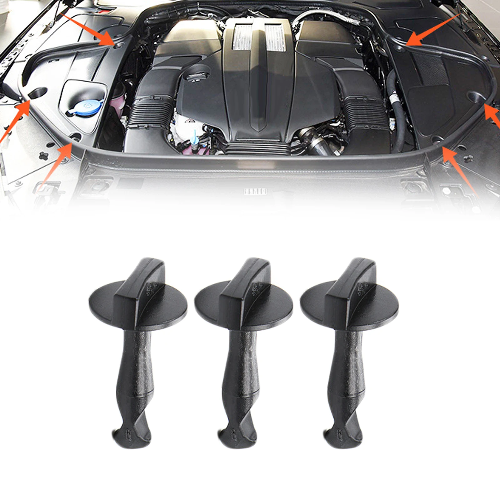 

3 шт., капот двигателя автомобиля, Nacelle, защитная пластина, защелкивающаяся застежка, спиральная пружинная прокладка, зажим для Mercedes, S400, S500 2013-2018