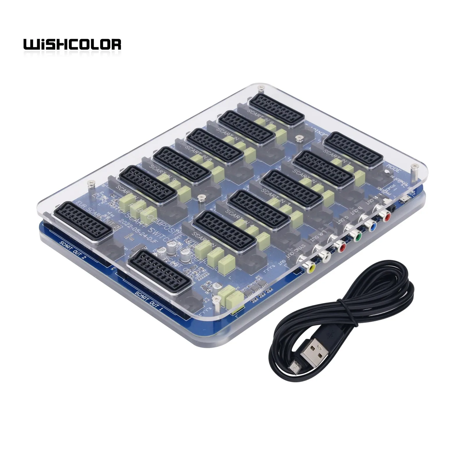 Wishcolor New EUR SCART автоматический распределительный преобразователь с 10 входами и 3 выходами, автоматический разделитель, преобразователь, устройство