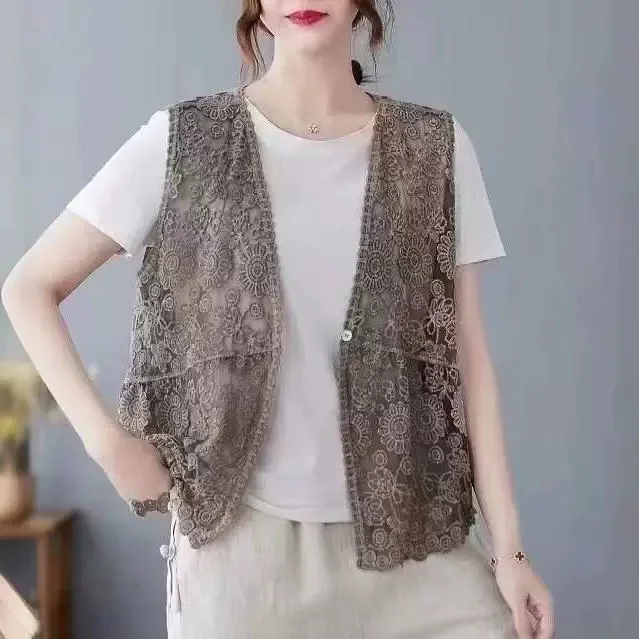 Оптовая продажа тонкий вязаный жилет женский летний свободный кардиган без