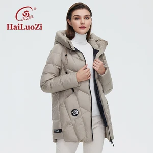 HaiLuoZi 2022 New Winter Jacket Women's Down Coat Female Quality Hooded Casual Short High Collar Thi