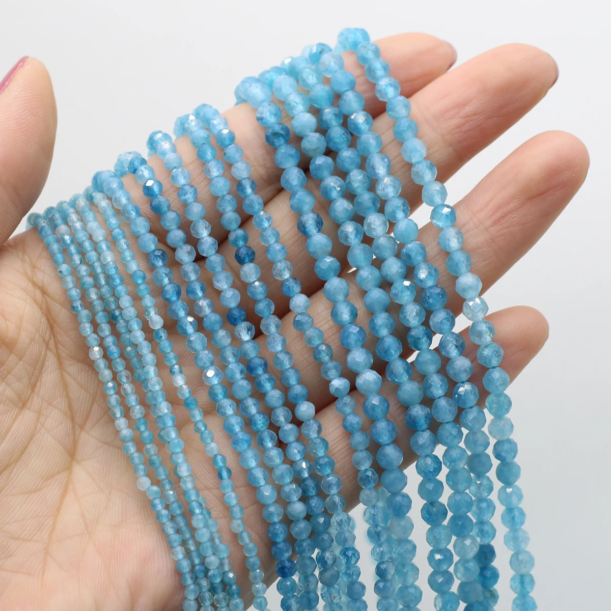 

Natural Stone Beads Aquamarine Round Faceted Beads Charms For Jewelry Making DIY Necklace Bracelet Earrings Accessory