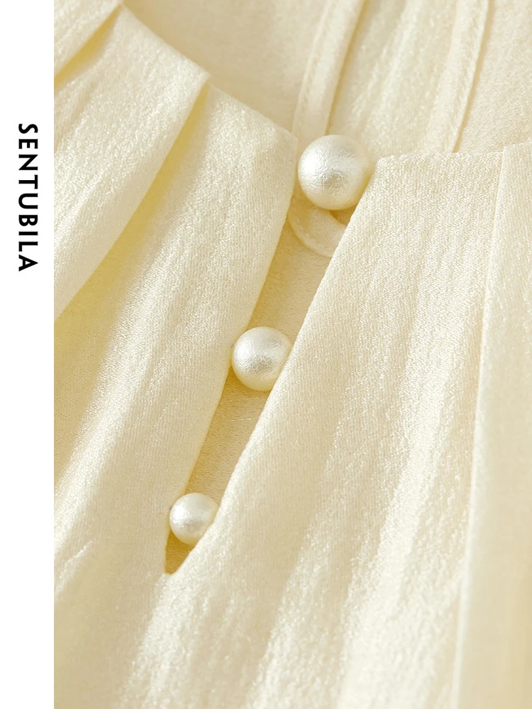 SENTUBILA элегантные модные шифоновые блузки для женщин 2024 рубашка с круглым вырезом