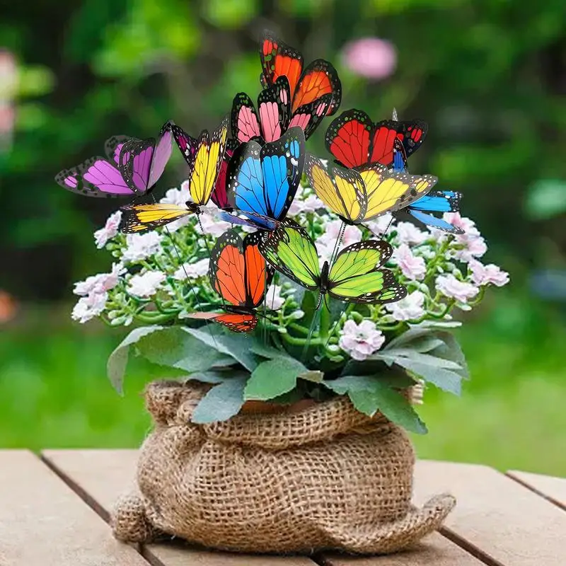 

25pcs Bunch of Butterflies Garden Yard Planter Colorful Whimsical Butterfly Stakes Decoracion Outdoor Decor Gardening Decoration