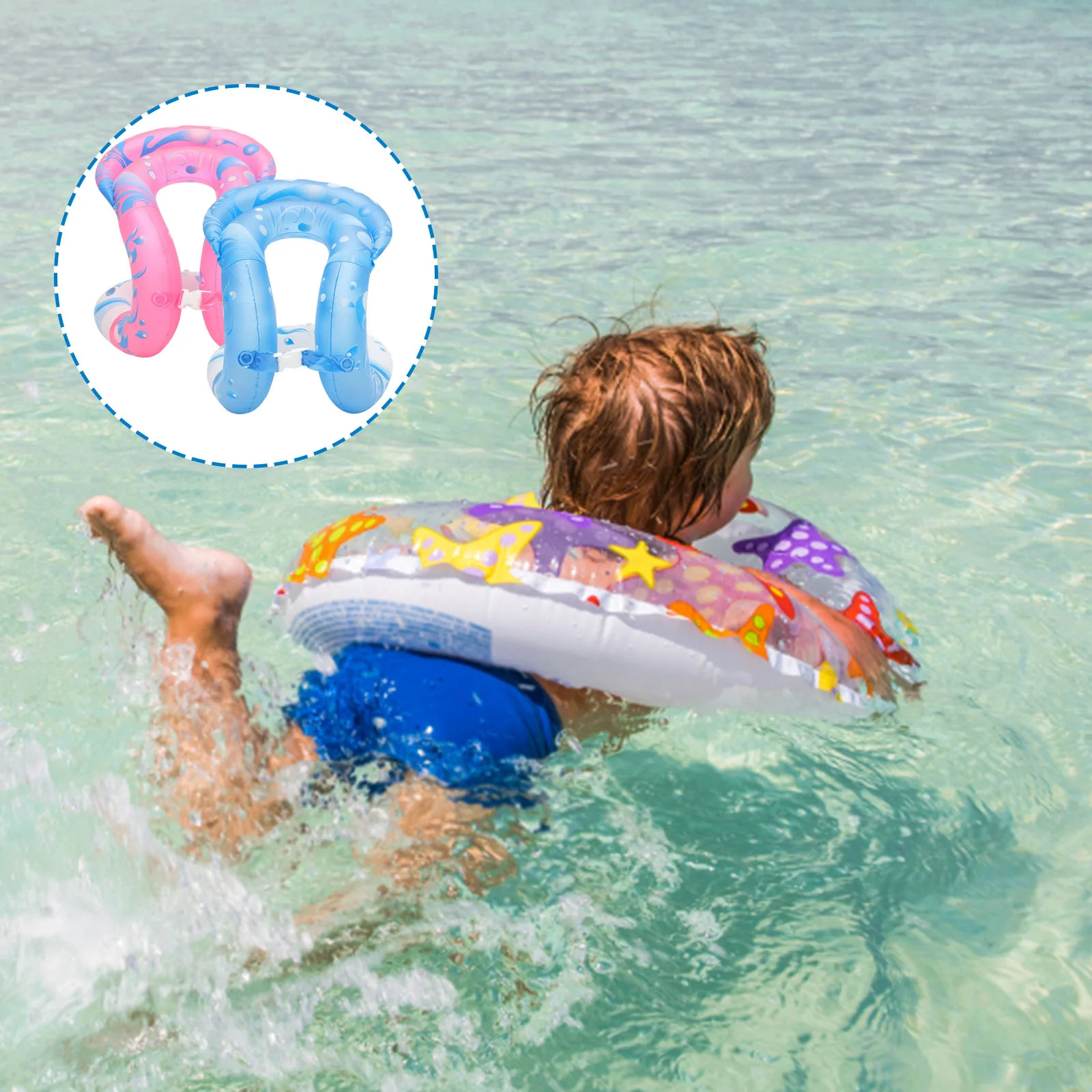 

2pcs Kids Playset Swimming Float Rings Neck Pool Rings Swimming Pool Toys Funny Swim Supplies for Outdoor Kids and Blue Size
