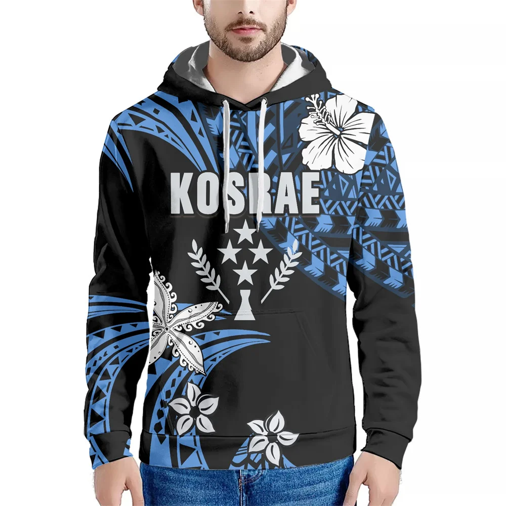 

Drop Shipping Custom Sportswears Polynesian Tribal Kosrae Islands Floral Printed New Hoodies Long Sleeve Hooded Pullover Hoodies