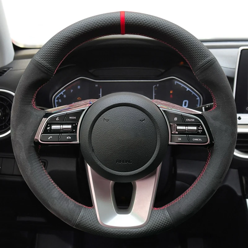 

Чехол на руль автомобиля, индивидуальная замшевая кожа для Kia K5 Optima 2019 Cee'd Ceed 2019 Forte Cerato (AU) 2018, автомобильные аксессуары