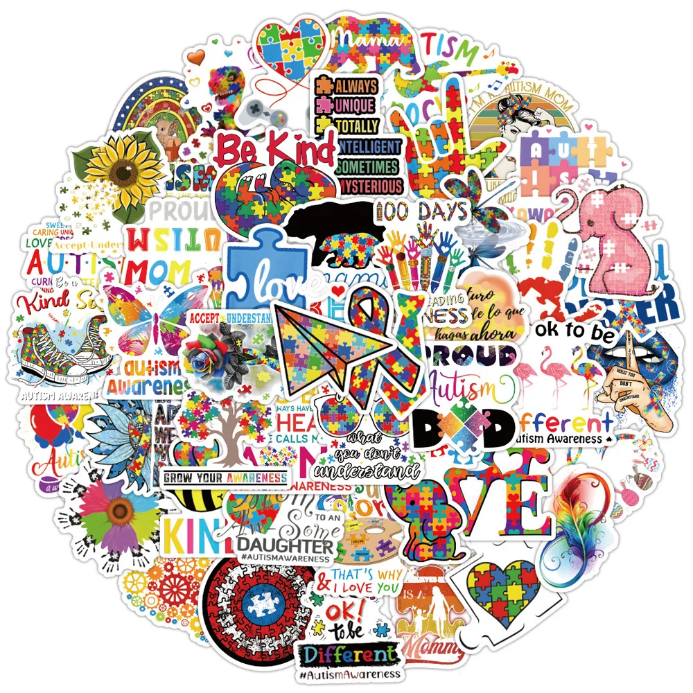 

10/30/50pcs Puzzle Autism Cartoon Stickers Laptop Phone Suitcase Scrapbook Skateboard Graffiti Decal Sticker for Kid Toys Gift