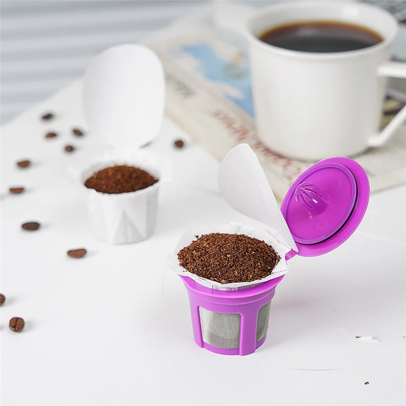 

Coffee Filter Paper Cup Food Grade Filter Paper Holder Coffee Machine Paper Filter Capsule Leaky Bottom K Cup with Cover