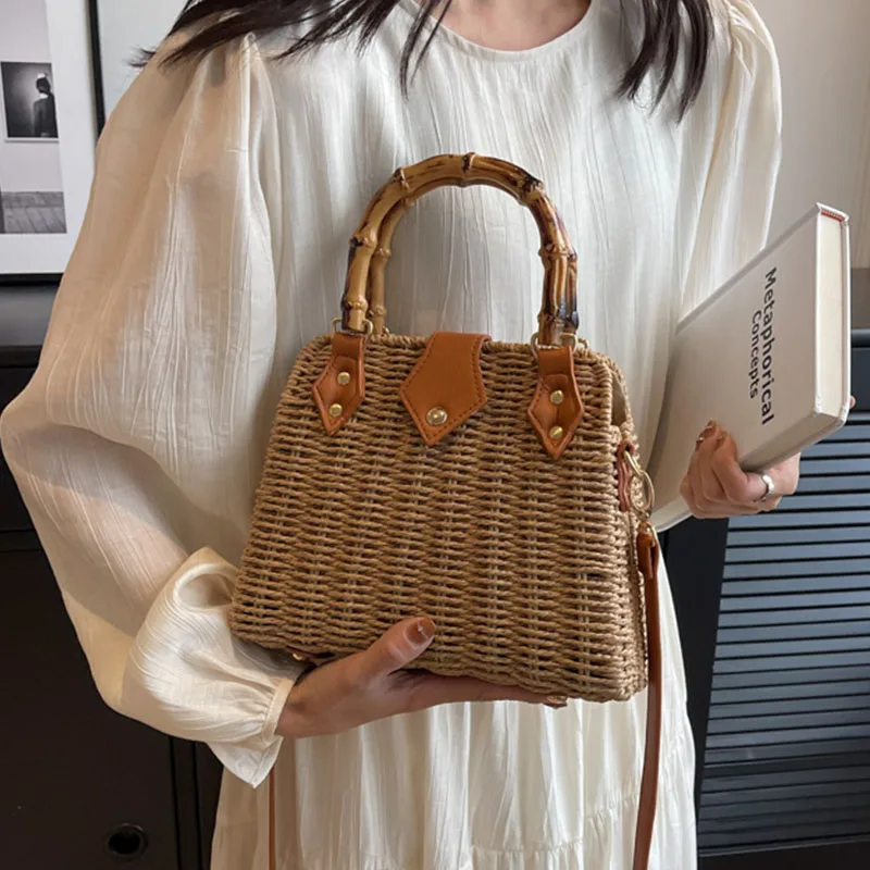 Straw Bags for Women 2023 Summer Rattan Bag Handmade Woven Beach Bag Bohemia Bali handbags tote bag shoulder crossbody bag purse