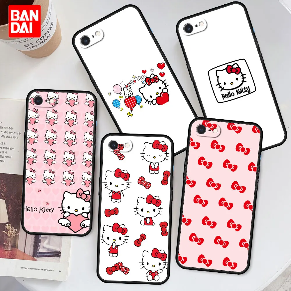 

Hello Kitty Cartoon Cell Phone Case for iPhone SE 2020 X XS Max XR 6 6Plus 6S 7 7Plus 8 8Plus Plus Black Cover Silicone