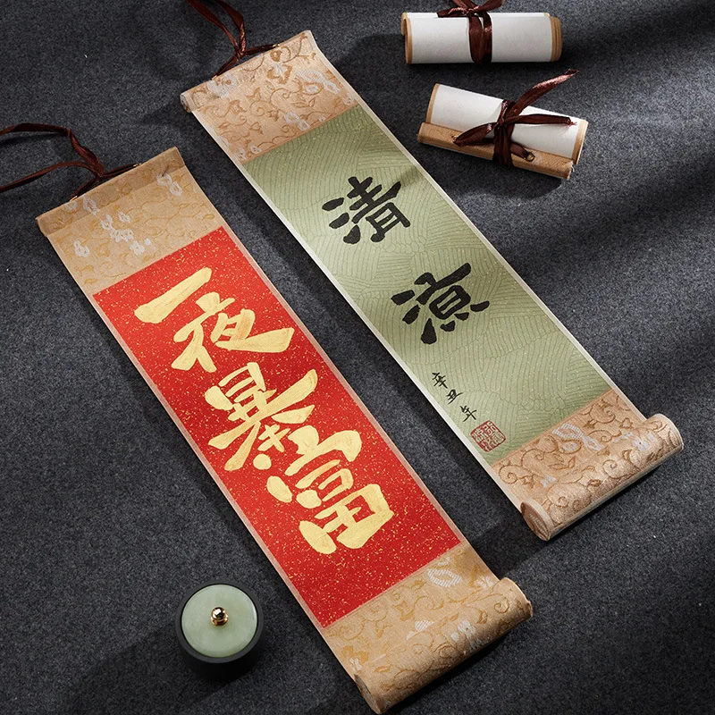 

Mini Xuan бумажная фотография, подвесная картина Zen, подвесная прокрутка, половина искусной ручки, длинная прокрутка, каллиграфия и традиция