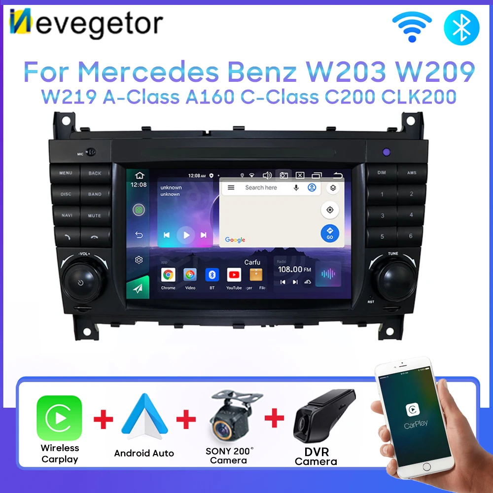 

Android For Mercedes Benz W203 W209 W219 A-Class A160 C-Class C200 CLK200 GPS Android Multimedia System Carplay Wifi Bluetooth