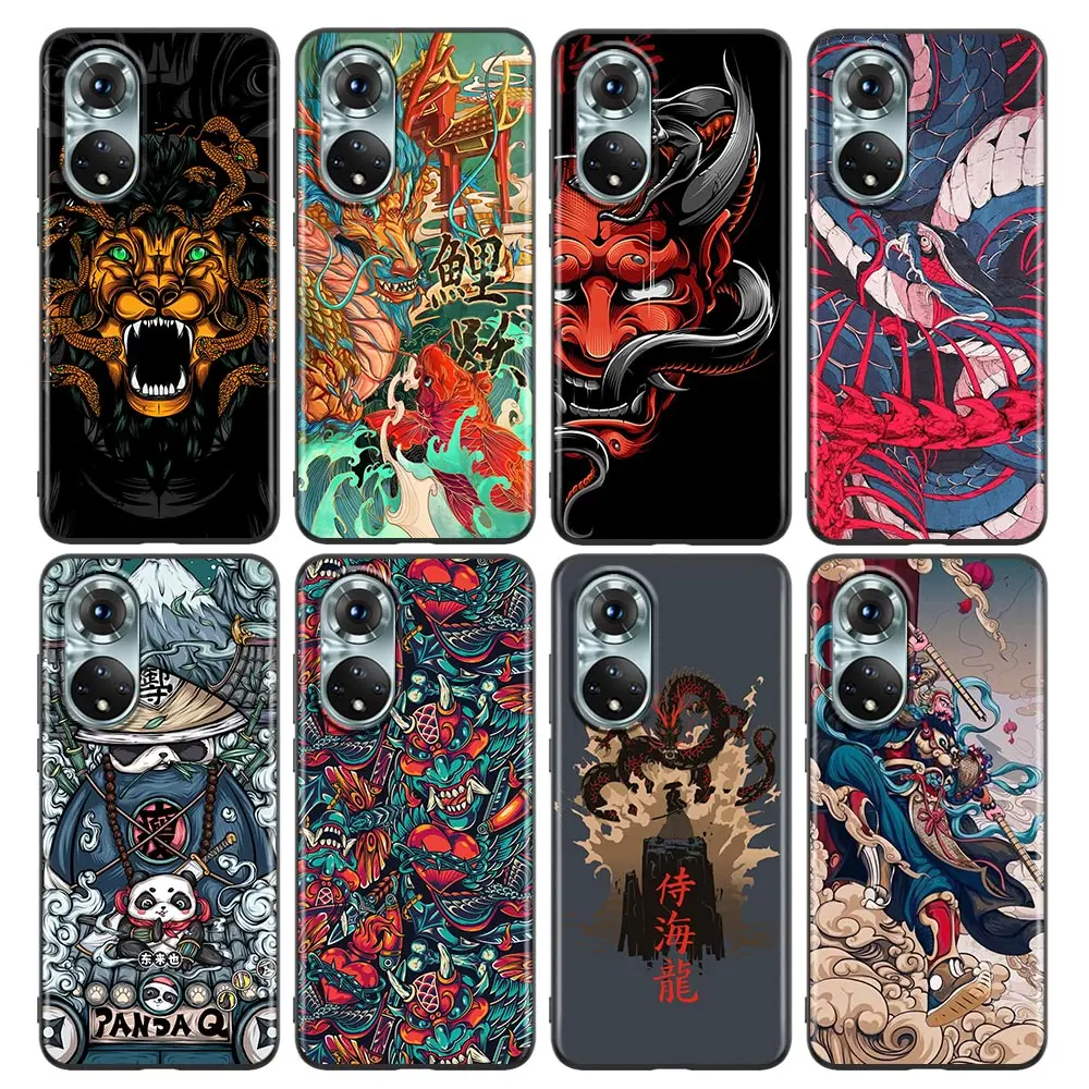 

Phone Case for Honor 8X 9S 9A 9C 9X Lite Play 9A 50 10 20 30 Pro 30i 20S(6.15) Soft Silicone Cover Japanese Art Samurai