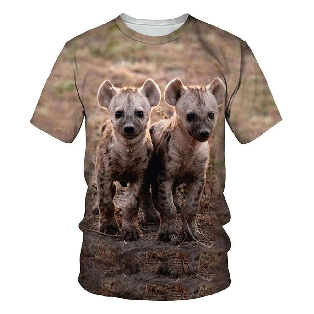

Мужские футболки Hyena с животным принтом 2022, модные летние дышащие футболки с коротким рукавом и воротником, топы, повседневная мужская одежд...