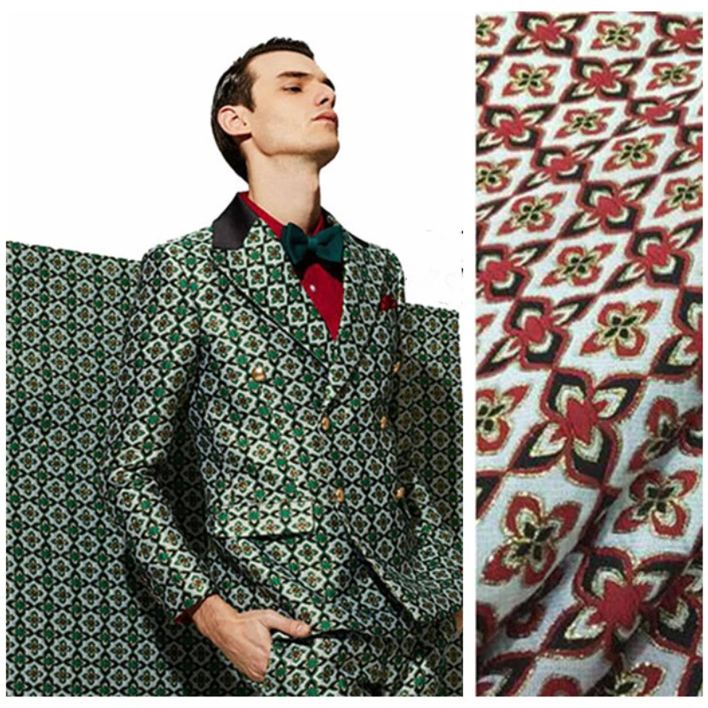 

Embossed Yarn Dyed Jacquard Fabric Suit Dress Spring Autumn Polyester Nylon Metal Wire Material Cloth Per Meter Sewing Diy