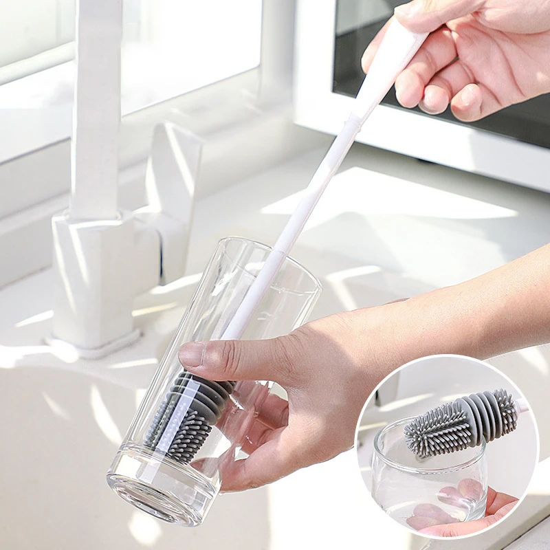 

Long-Handled Silicone Multifunctional Cup Brush Bottle Brush Insulation Cup Washing Cup Brush No Dead-End Cleaning Brush Cup Bru