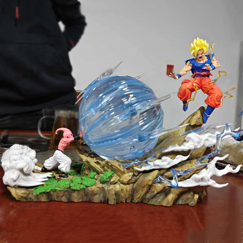 

22cm Dragon Ball Z Anime Figures Buu VS Goku WCF PVC Action Figures Collector Model Statue Super Saiyan GK Doll