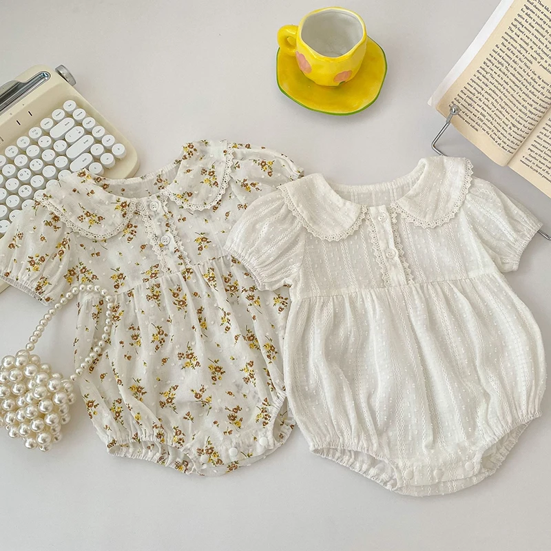 

Toddler Baby Girl Romper Short Sleeved Cotton Floral Printing Newborn Baby Girls Jumpsuit Baby Girls Clothes For Summer
