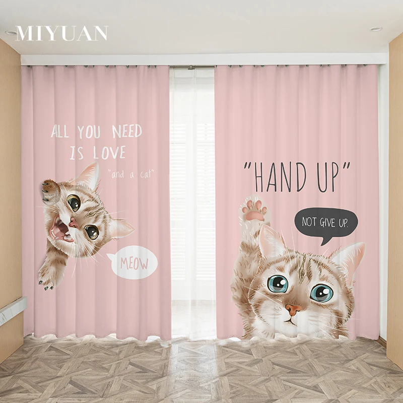 Custom Home Living Room Shading Decorative Curtain Textile Decoration Bedroom Curtains Cat Pattern 3D Digital Printing |