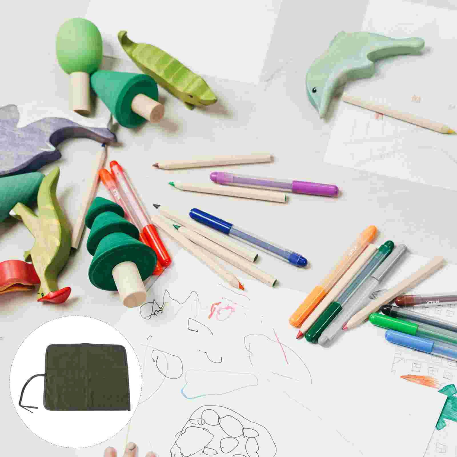 

Painting Brush Roll-up Case Holder (Green)