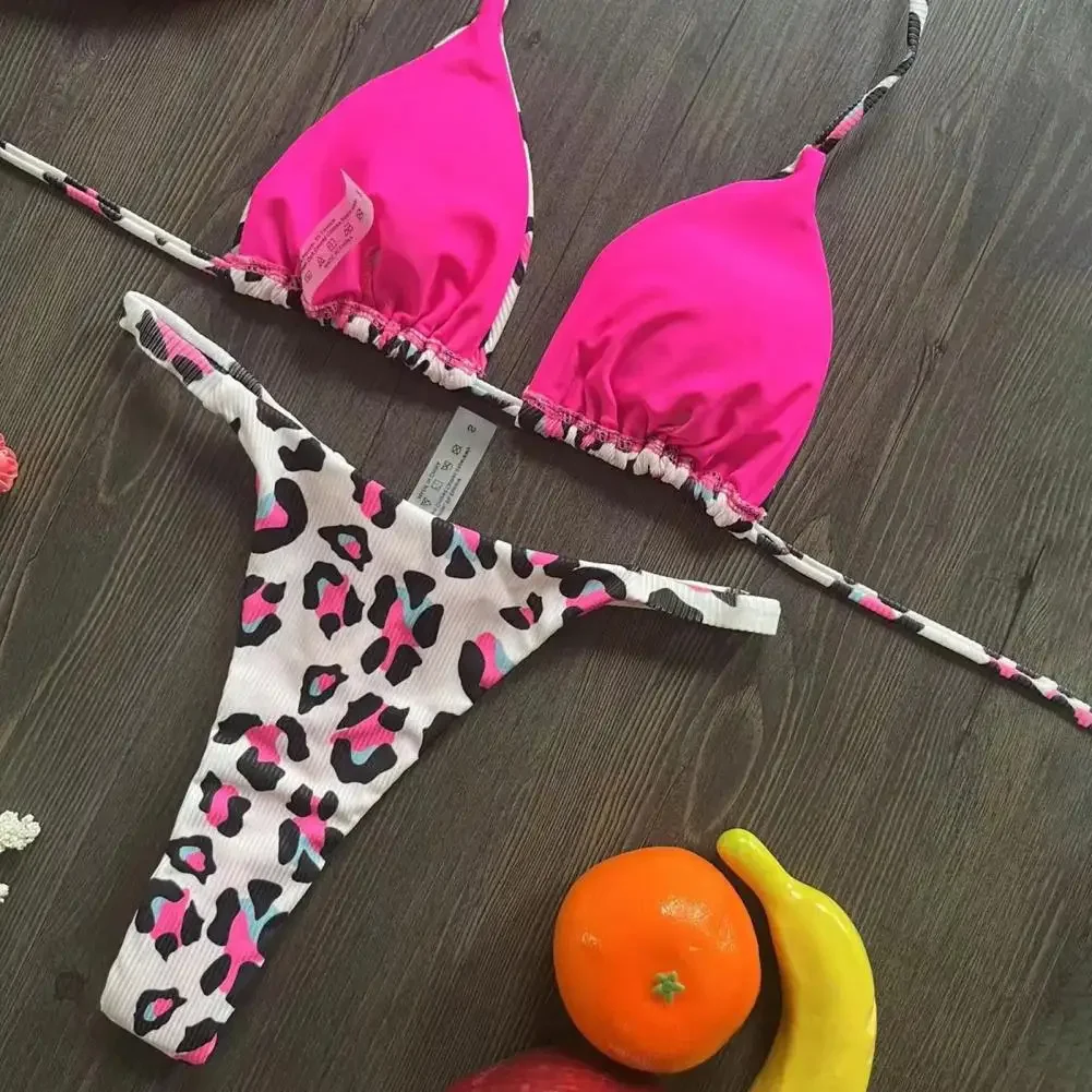 Бикини на шнуровке с леопардовым принтом комплект бикини лямкой шее