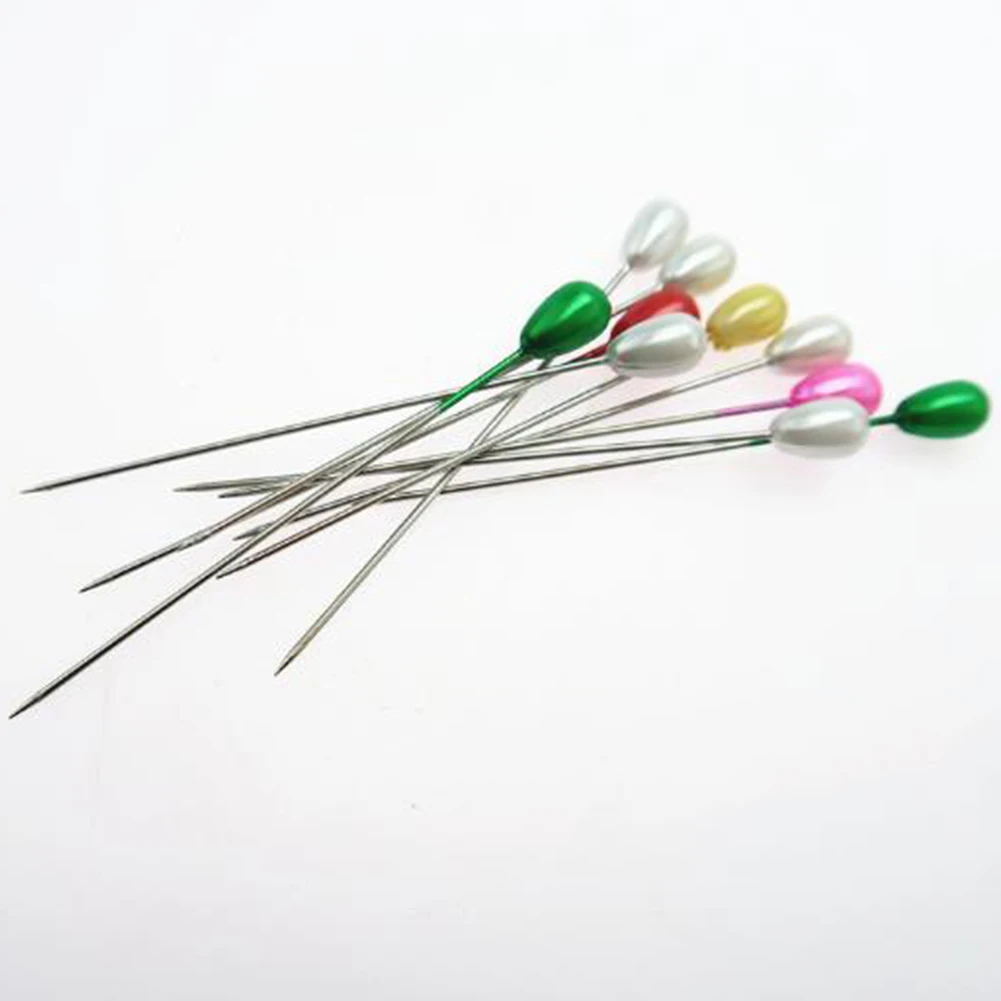 

144pcs/box Head Pins Stainless Steel Accessories 28mm Tool Pearl Plug Teardrop-shaped Cross Stitch Craft DIY Positioning Needle