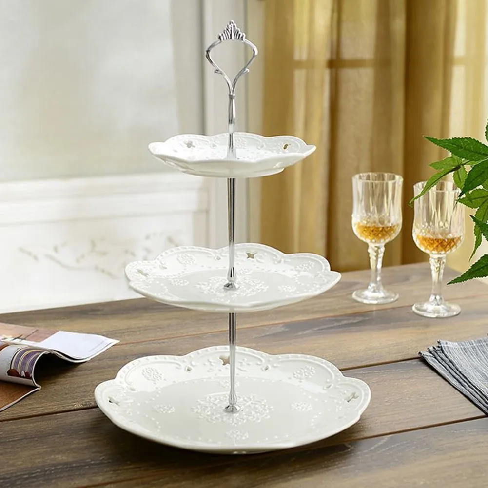 

2/3 Tier Crown Cake Plate Stand Fittings Hardware Holder Kitchen Gadgets For Wedding And Party Silver Golden