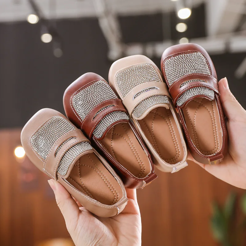 

Новинка весенне-летнего сезона 2022, коричневая Детская Повседневная мода для девочек, с Мэри Джейн, со стразами, для выступлений принцессы, с ...