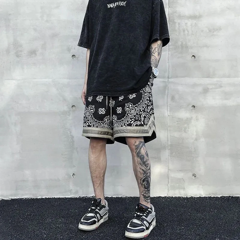 

Dark High Street Cashew Nut Flower Loose Shorts Men Y2K American Retro Sports Shorts Hip-hop Trendy Brand Five-point Pants Men