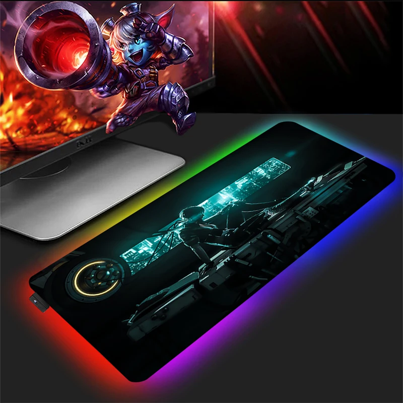 

Ghost In The Shell Computer Mouse Pad Rgb Gamer Gaming Mousepad Xxl Large Mouse Backlight Mat Anime Laptop Table Keyboard Mats