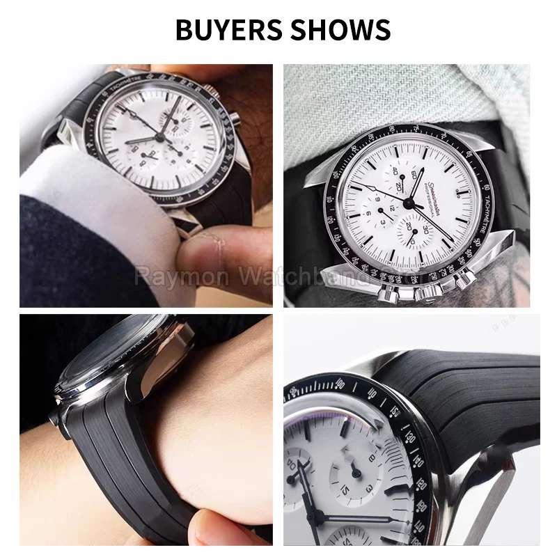 Фото Водонепроницаемый пылеотталкивающий ремешок из фторкаучука для часов Omega Speedmaster Moonwatch, специальный изогнутый интерфейс, 20 21 №3
