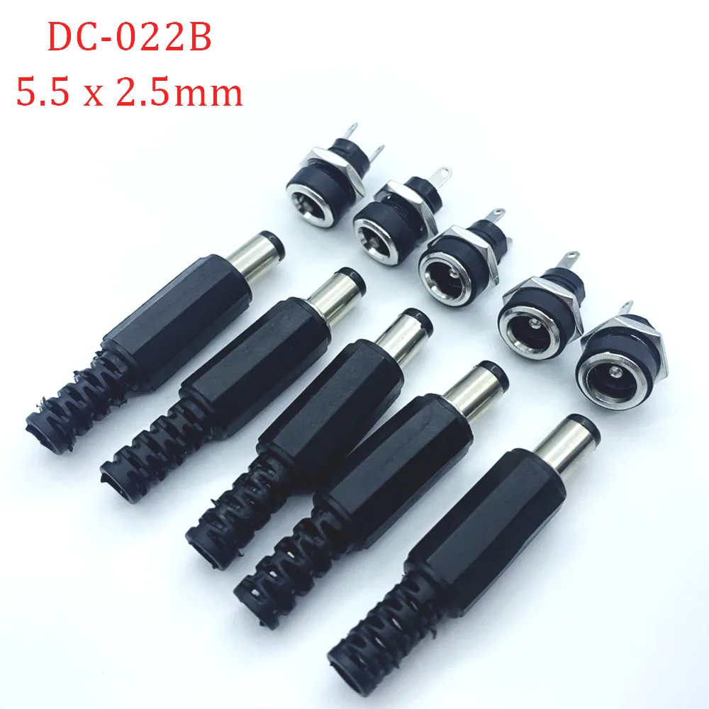 5 пар 1/2 X, 5 мм разъем питания постоянного тока 3a 12 в 9 мм штекер постоянного тока + DC022B гнездовой разъем для зарядки винтовая гайка