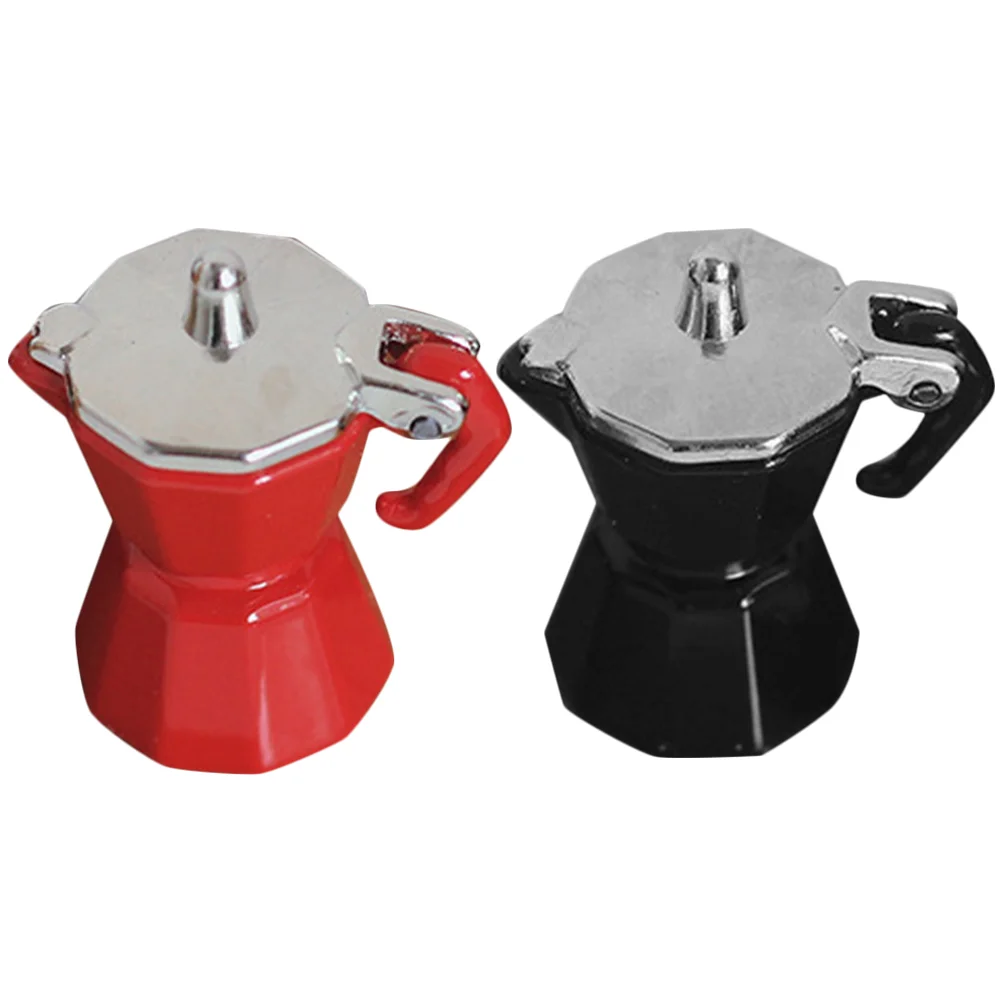 

2Pcs House Coffee Making Pot Espresso Coffee Pot Mini Coffee Kettle Model Pretend Kitchen Prop