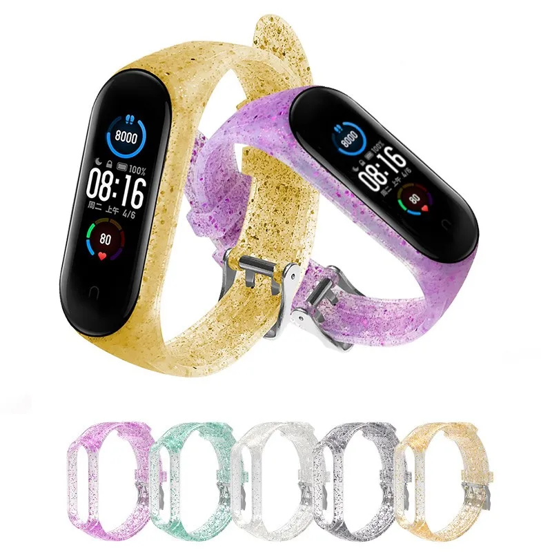 

Bracelet for Xiaomi Mi Band 6 5 4 3 Sport Strap watch Silicone wrist strap For Mi band 4 5 Breathable bracelet Transparent Strap
