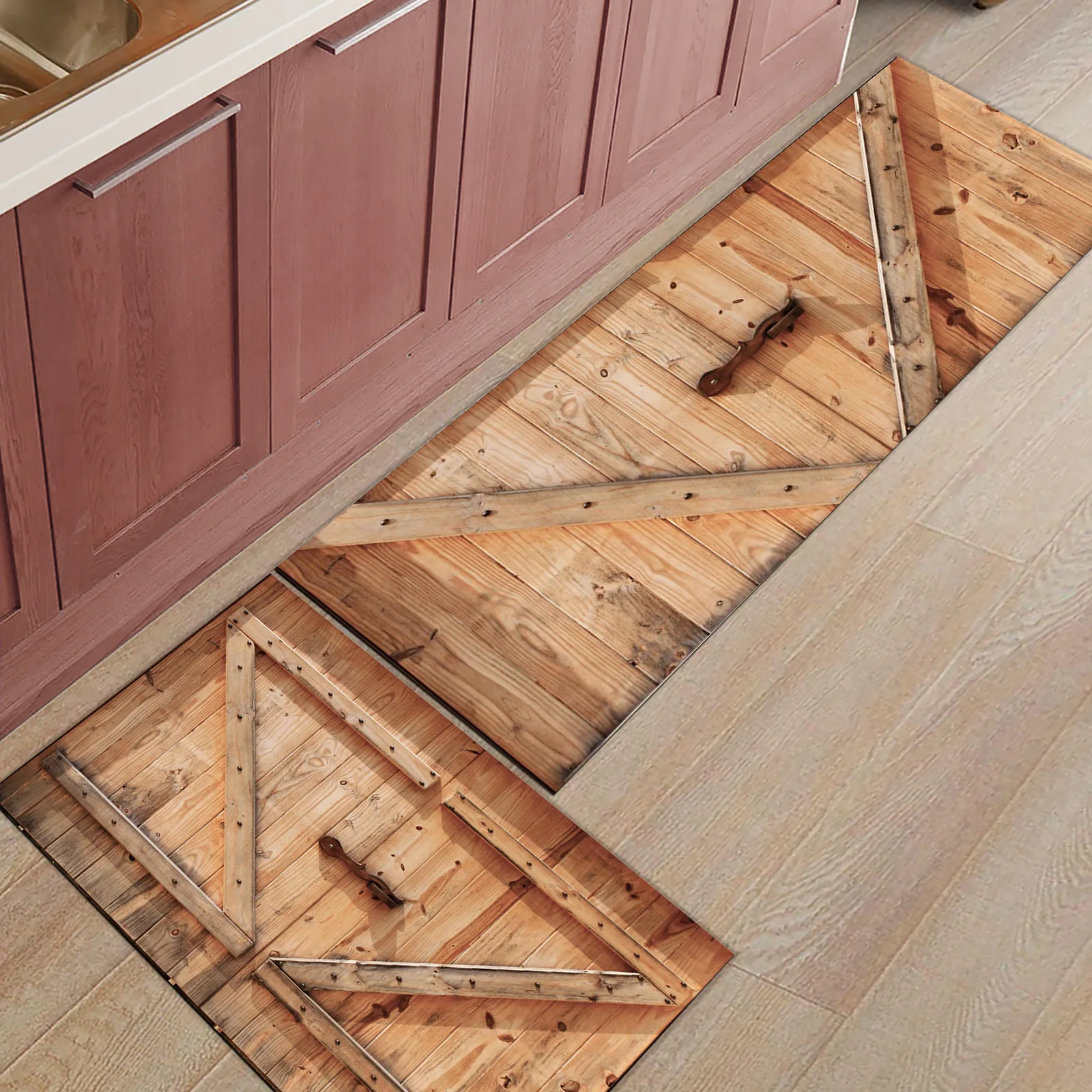 

Деревянные противоскользящие напольные коврики в стиле ретро для кухни, Придверный коврик, коврик для входной двери в ванную комнату, прикр...