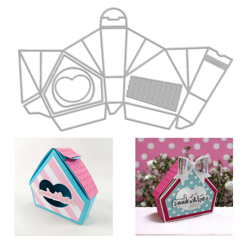 

Новая Подарочная коробка ручной работы «сделай сам» с любовью и птичьим домиком металлические высекальные штампы аксессуары для скрапбукинга вырезанная рамка для тиснения карточка рукоделие