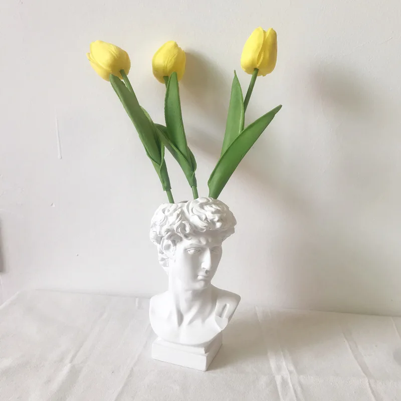 

Nordic Style Creative David Portrait Vase Human Head Flower Vases Decorative Ornaments Resin Home Flowers Art Decor Famou Statue