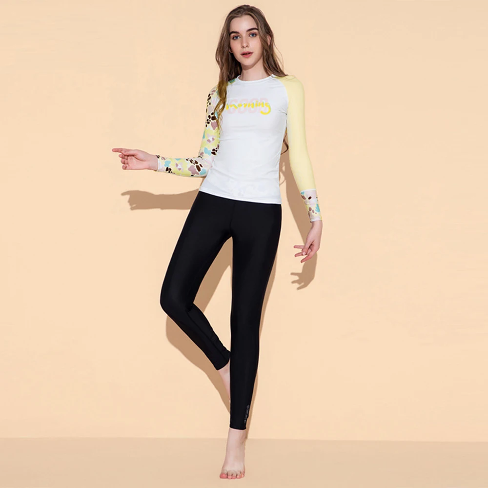 Women's Fashion Quick-Drying Sunscreen Split Long-Sleeve Surfing Suit UPF50+ Water Sports Beach Swim Snorkeling Surfing Top 2023