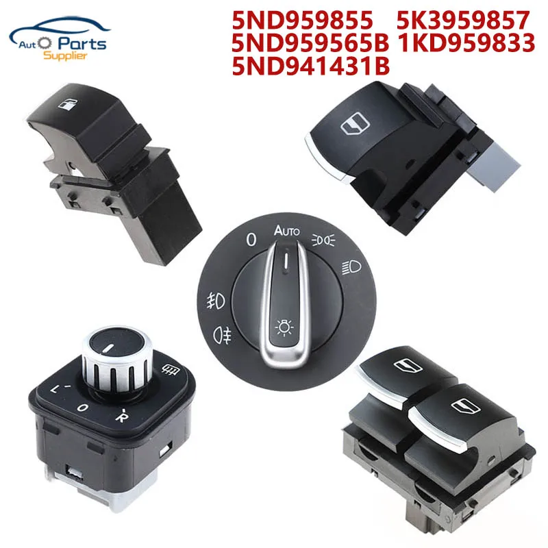 Фото Новая кнопка управления стеклоподъемником для VW JETTA GOLF PASSAT RABBIT TIGUAN 5ND959855 5K3959857 5ND959565B 1KD959833 5ND941431B №1