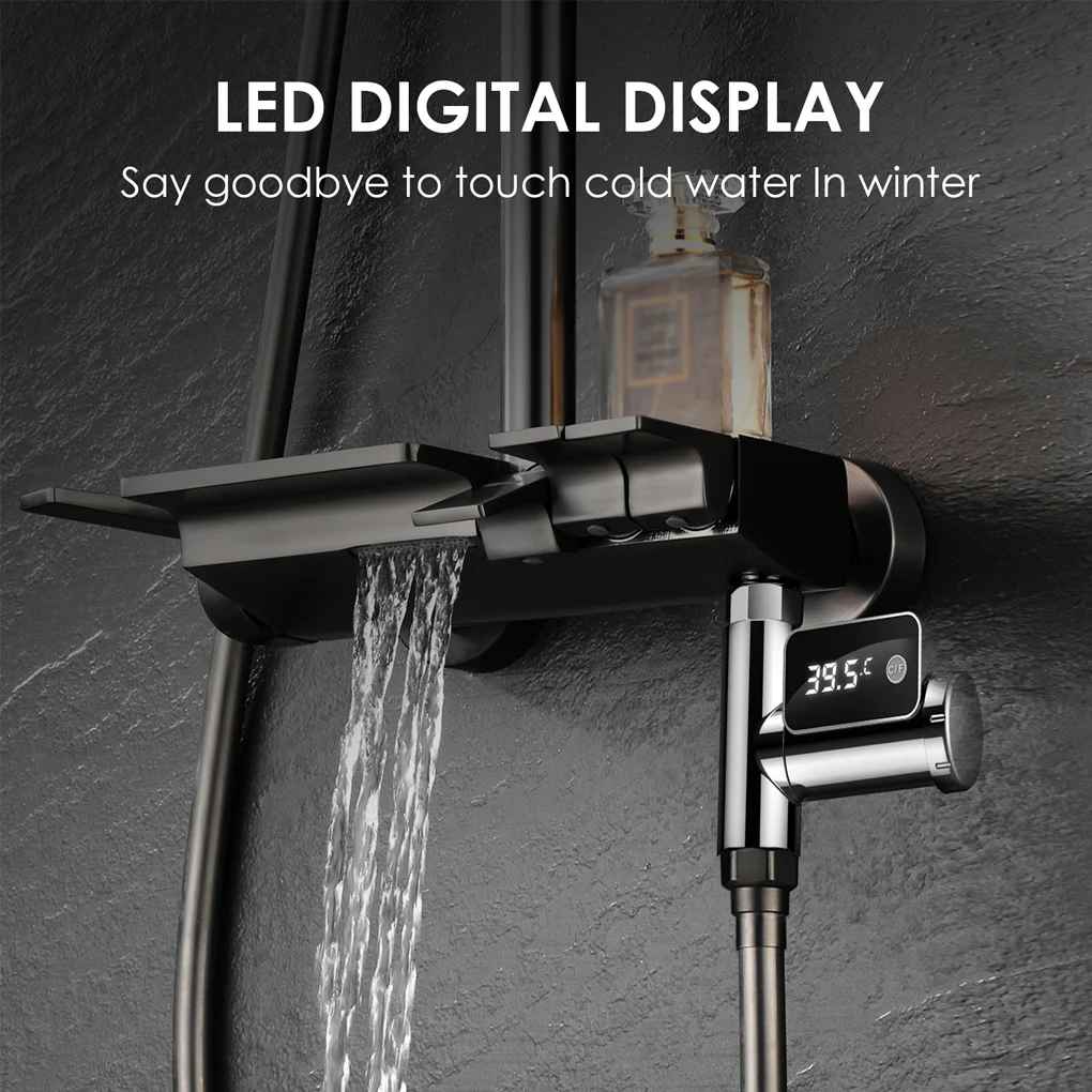 

LED Display Water Flow Showerhead Temperature Gauge 5 -85 Bath Thermometer Meter Replacement Improvement Accessory