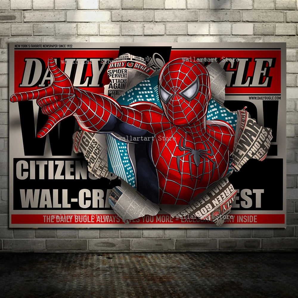 

Disney Marvel Spiderman Posters Daily Bugle Newspaper Canvas Painting Wall Art Pictures Living Room Decor Home Decor Mural
