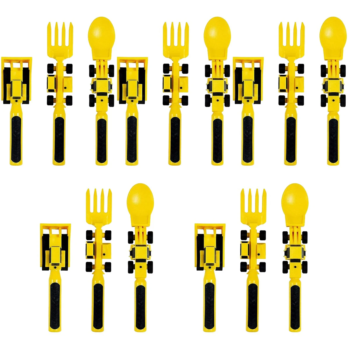 

5 Sets Toddler Dish Car Tableware Children Utensils Dinner Fork Spoon Cutlery 15.2x2.7cm Kit Tpe Soft Glue Kids Baby