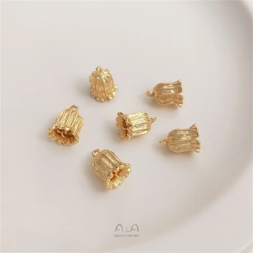 Колокольчик с кисточкой и шляпа орхидеи 14-каратное золото аксессуары для ушей