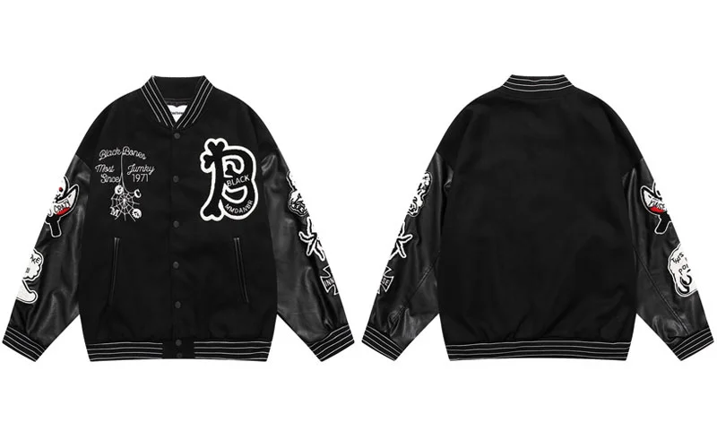 Hip Hop Varsity Baseball Bomber Jacket Streetwear Embroidery Furry Patchwork Color Block Jackets Harajuku Casual College Coat