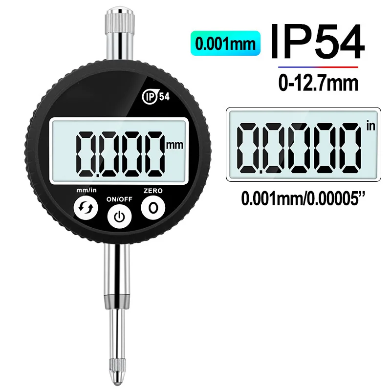 

IP54 waterproof digital indicator 0-12.7mm 0.001mm 0.00005 "Electronic Micrometer Metric Inch Dial Indicator Gauge